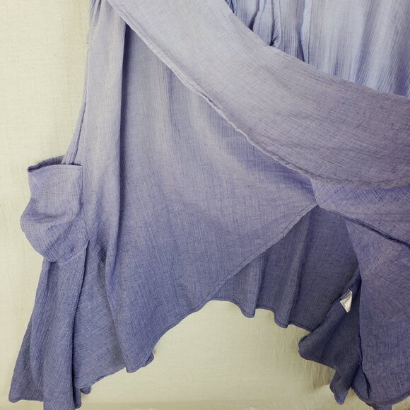 Firmiana Linen Blend Dress Lagenlook Ombre Sharkbite Hem Pockets sz M Oversized - Picture 5 of 14